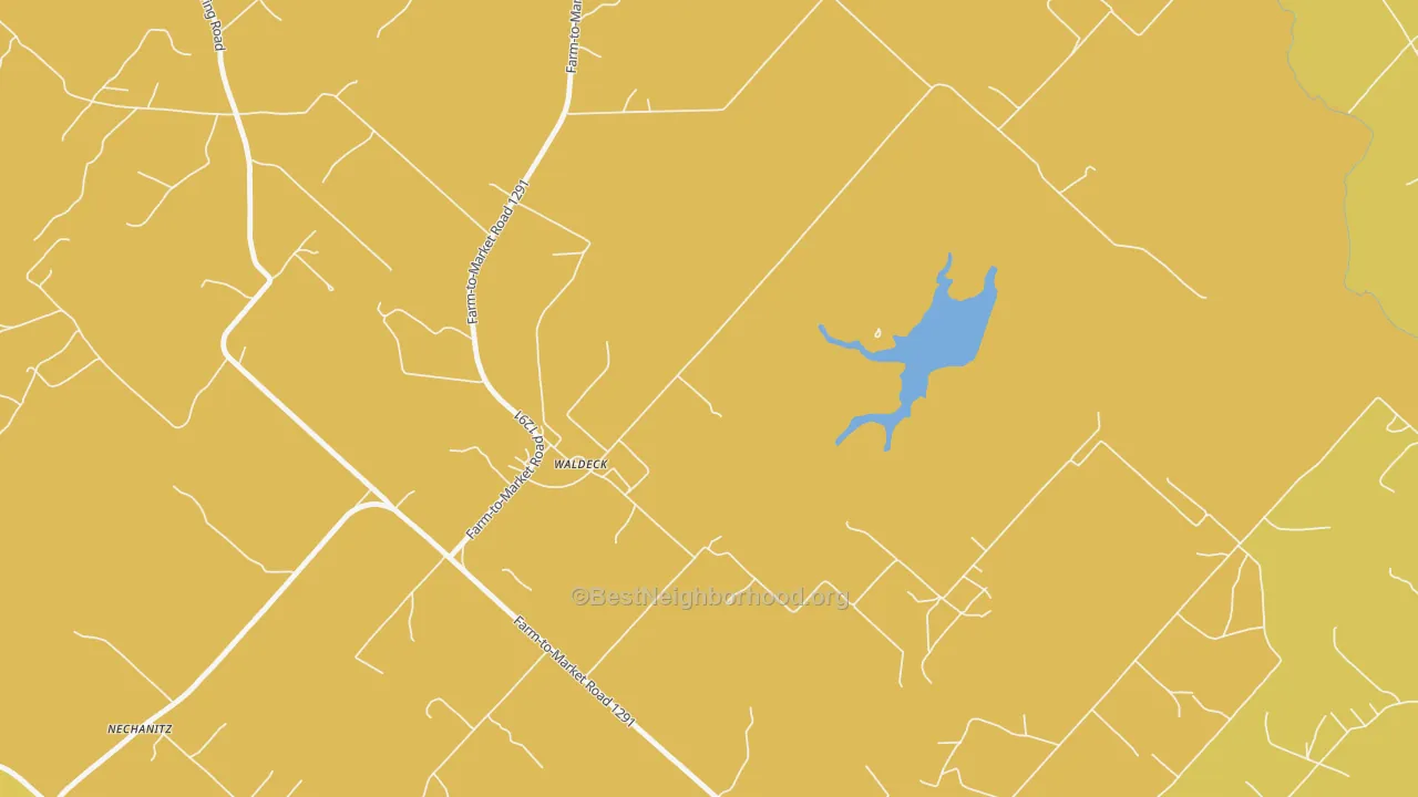 Map of the best neighborhoods in the Waldeck area, with better matches in green and worse matches in red