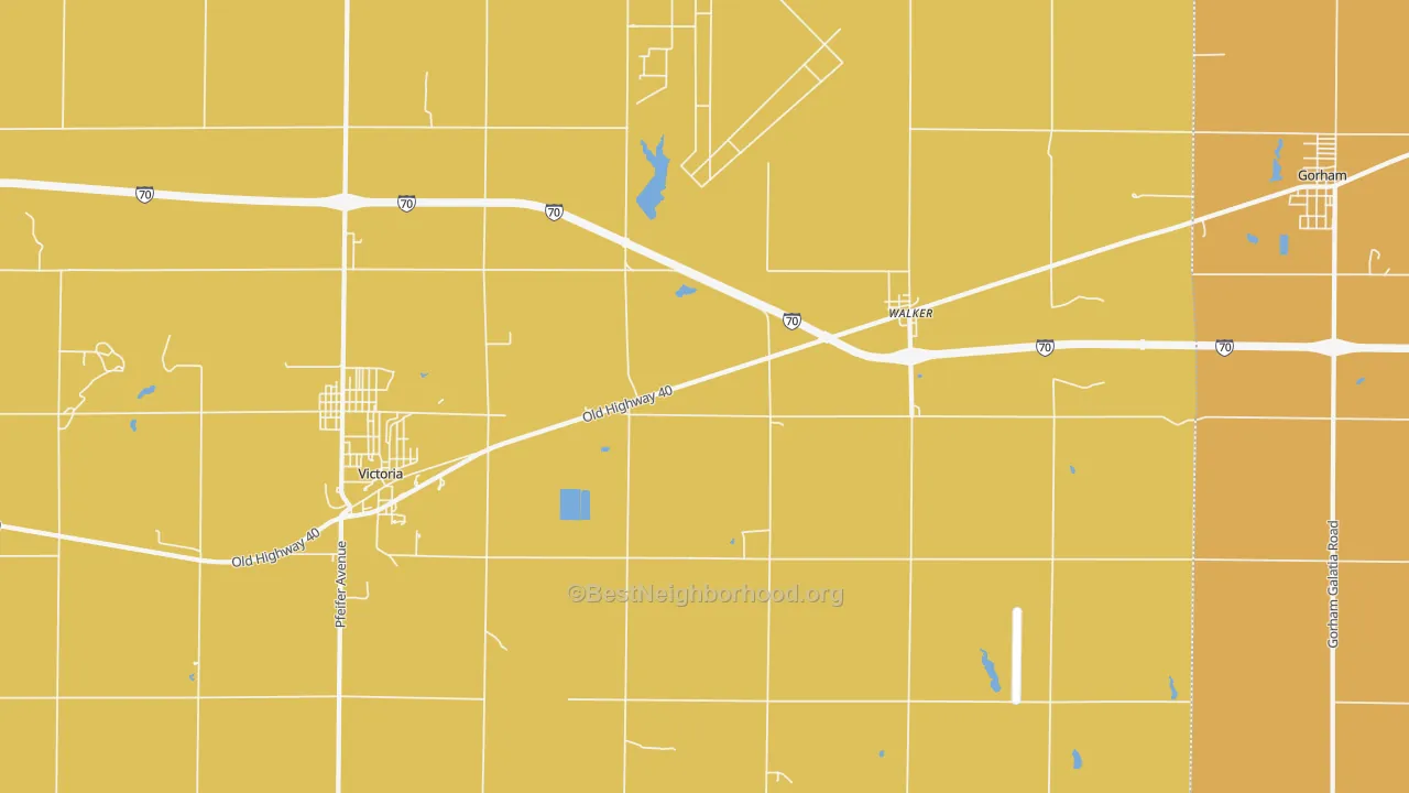 Map of the best neighborhoods in the Walker area, with better matches in green and worse matches in red