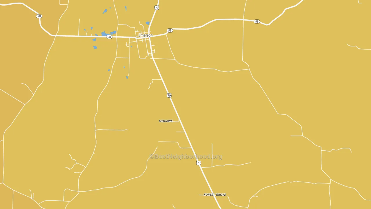 Map of the best neighborhoods in the Walkerville area, with better matches in green and worse matches in red
