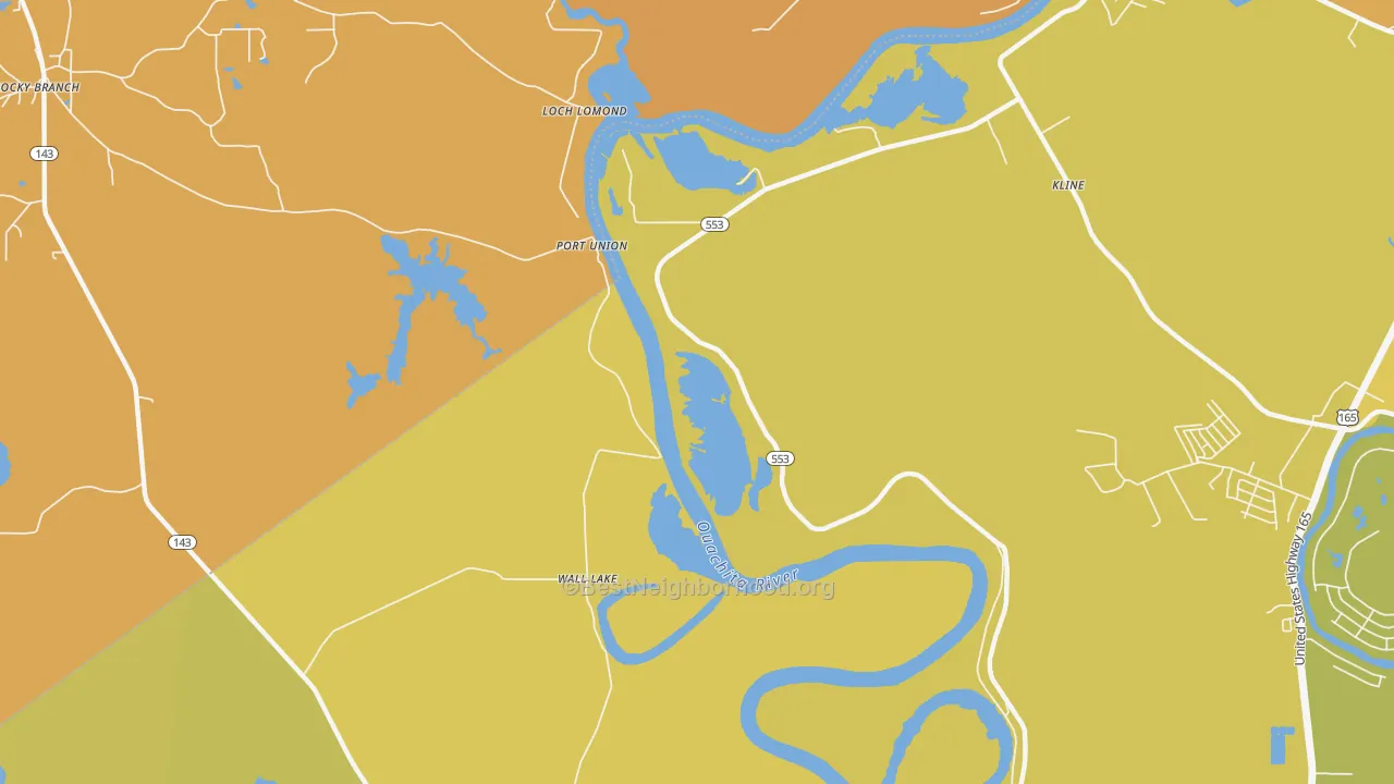 Map of the best neighborhoods in the Wall Lake area, with better matches in green and worse matches in red