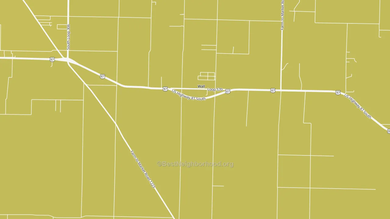 Map of the best neighborhoods in the Wall area, with better matches in green and worse matches in red