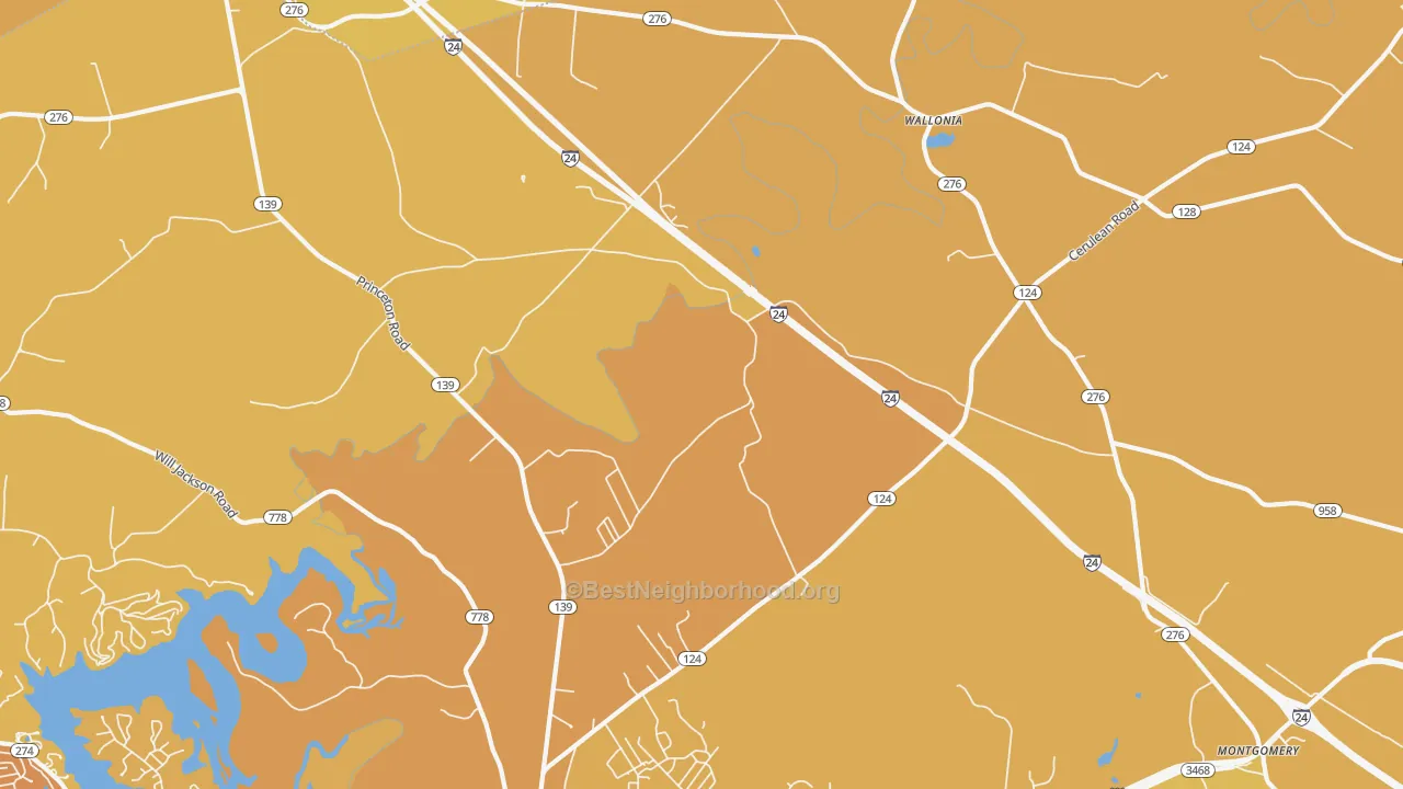 Map of the best neighborhoods in the Wallonia area, with better matches in green and worse matches in red