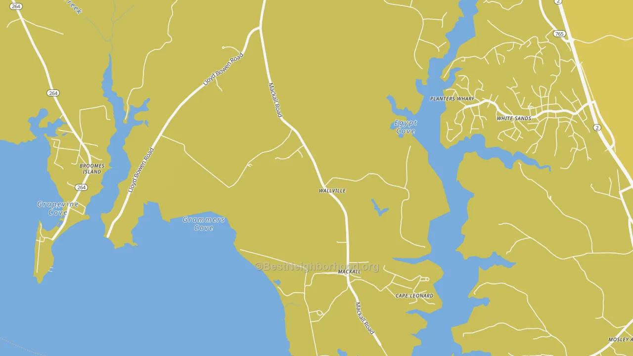 Map of the best neighborhoods in the Wallville area, with better matches in green and worse matches in red