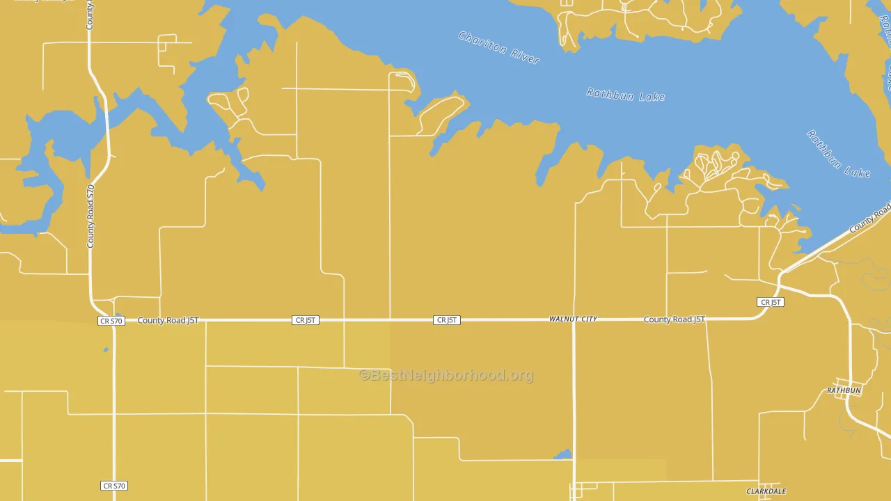 Map of the best neighborhoods in the Walnut City area, with better matches in green and worse matches in red