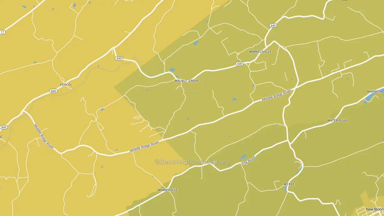 Map of the best neighborhoods in the Walnut Grove area, with better matches in green and worse matches in red