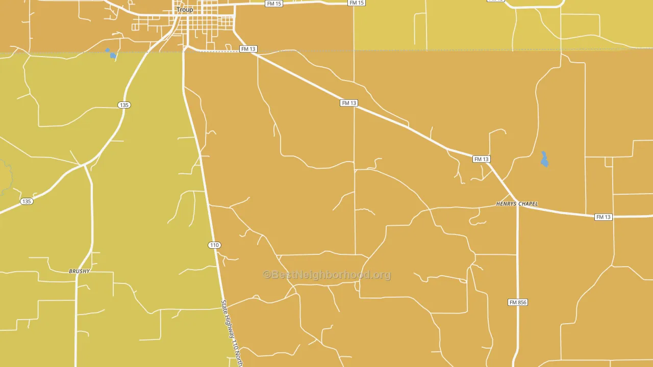 Map of the best neighborhoods in the Walnut Grove area, with better matches in green and worse matches in red
