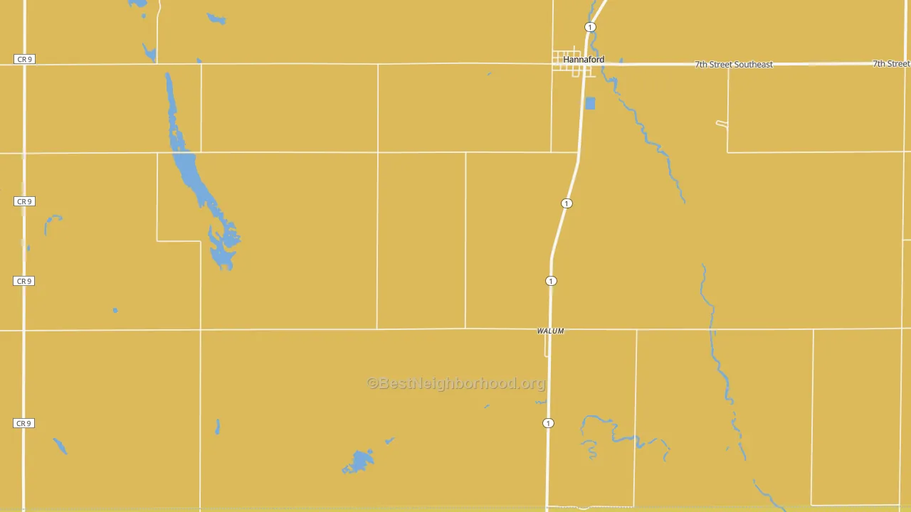 Map of the best neighborhoods in the Walum area, with better matches in green and worse matches in red