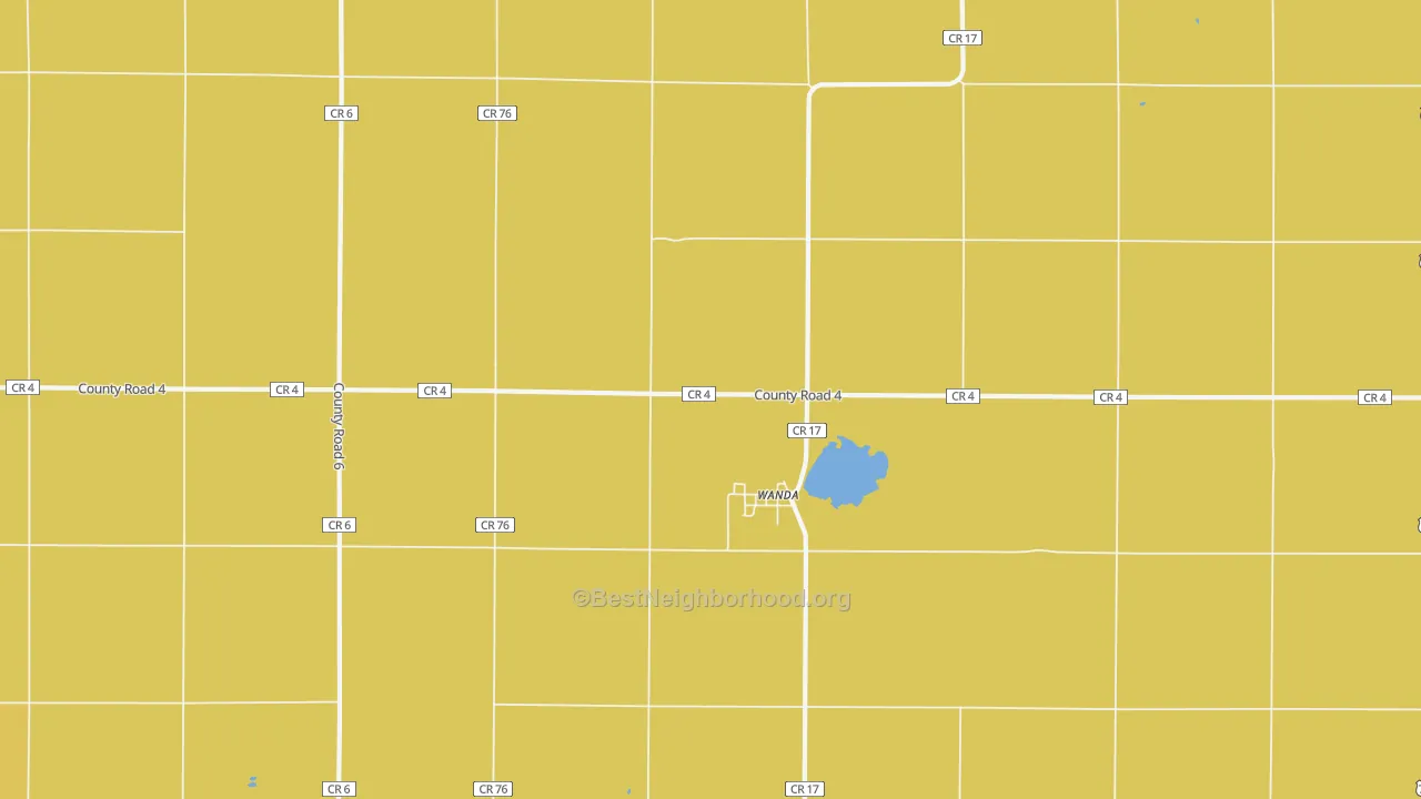 Map of the best neighborhoods in the Wanda area, with better matches in green and worse matches in red