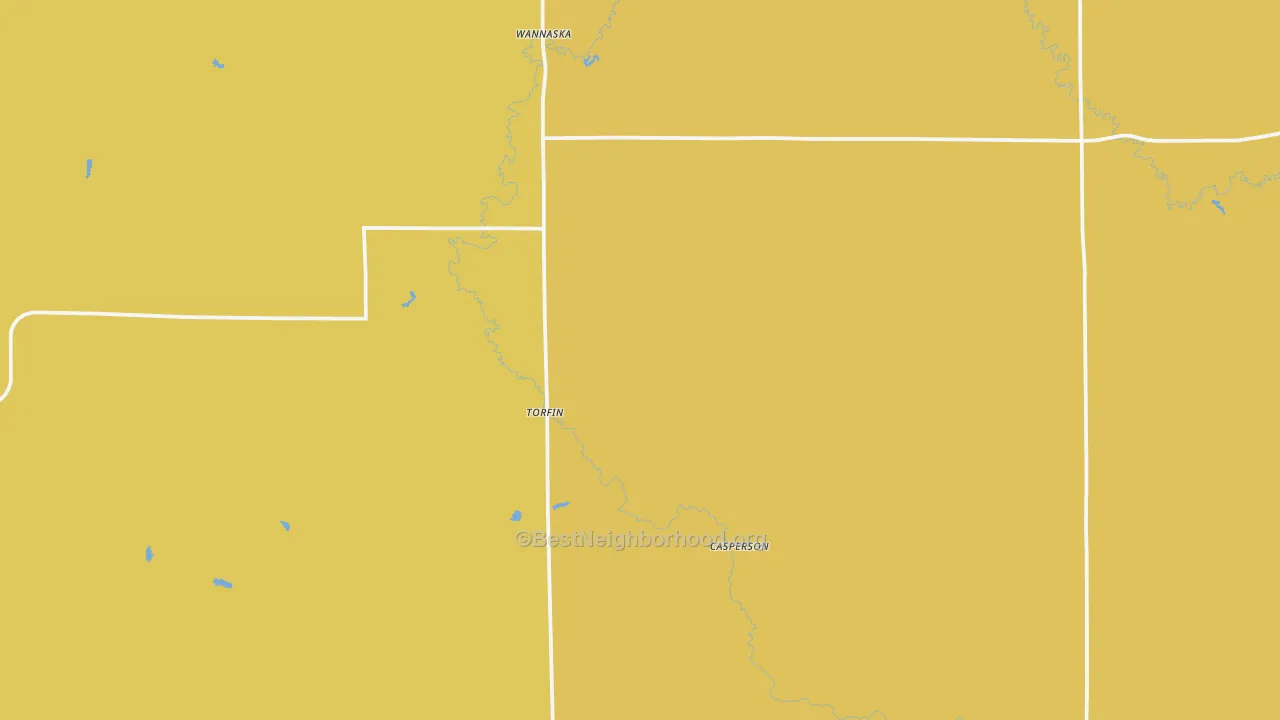 Map of the best neighborhoods in the Wannaska area, with better matches in green and worse matches in red