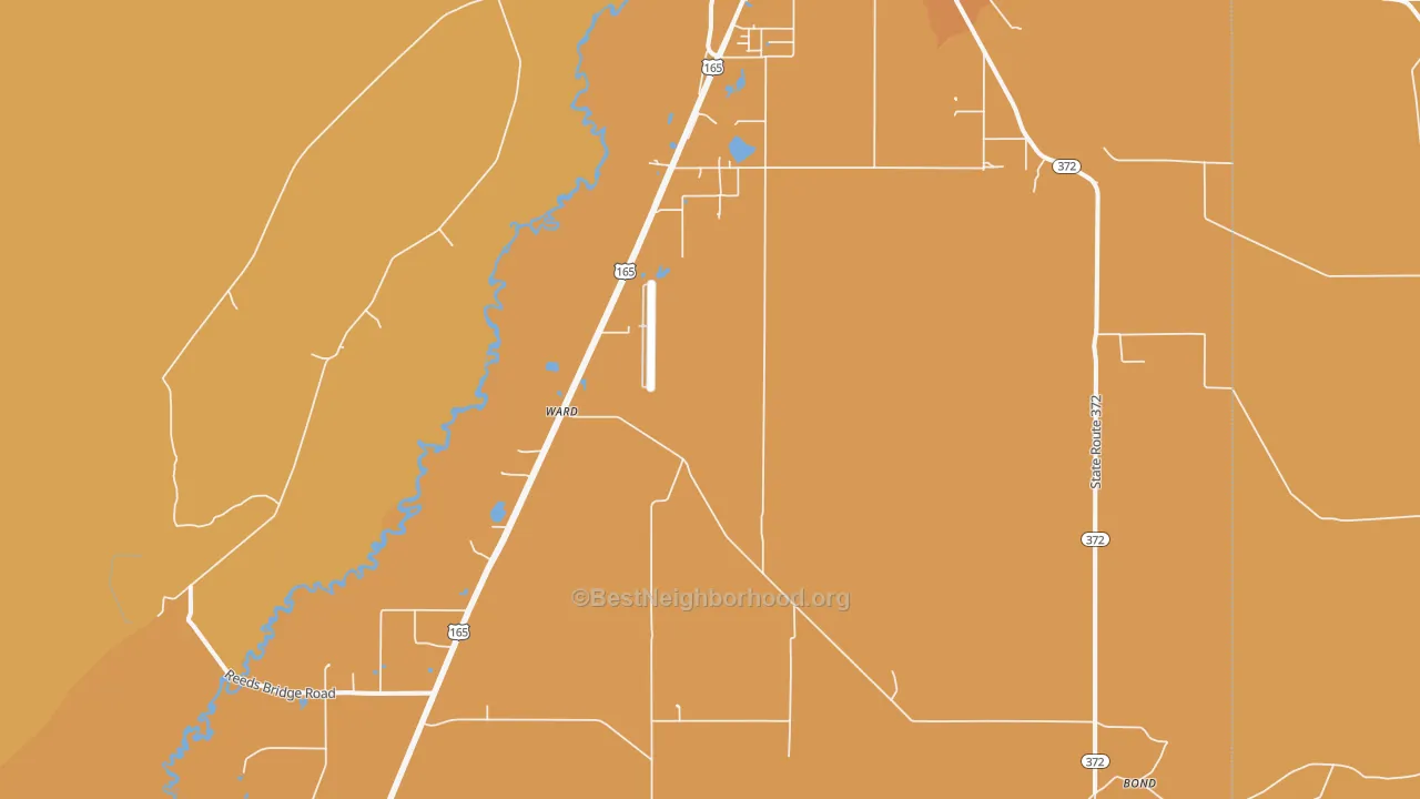 Map of the best neighborhoods in the Ward area, with better matches in green and worse matches in red