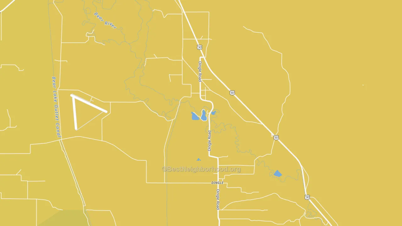 Map of the best neighborhoods in the Wardboro area, with better matches in green and worse matches in red