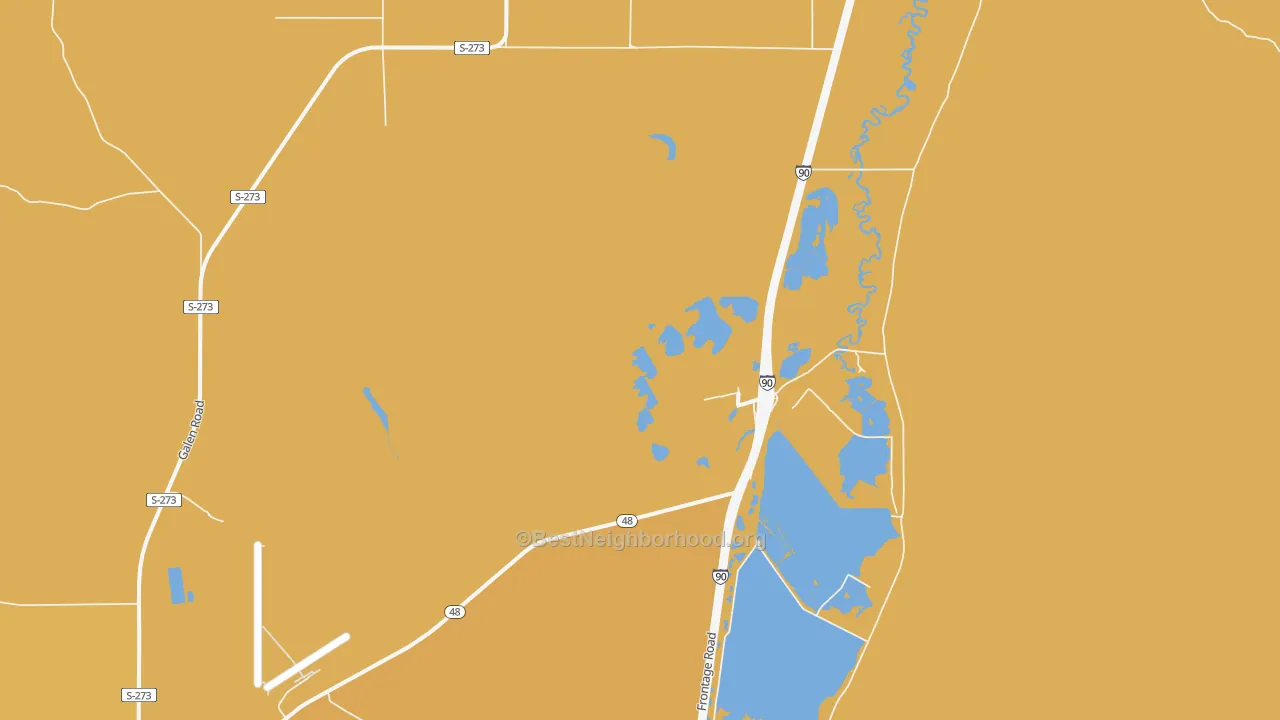 Map of the best neighborhoods in the Warm Springs area, with better matches in green and worse matches in red