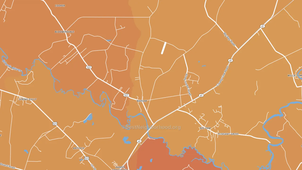Map of the best neighborhoods in the Warsaw area, with better matches in green and worse matches in red