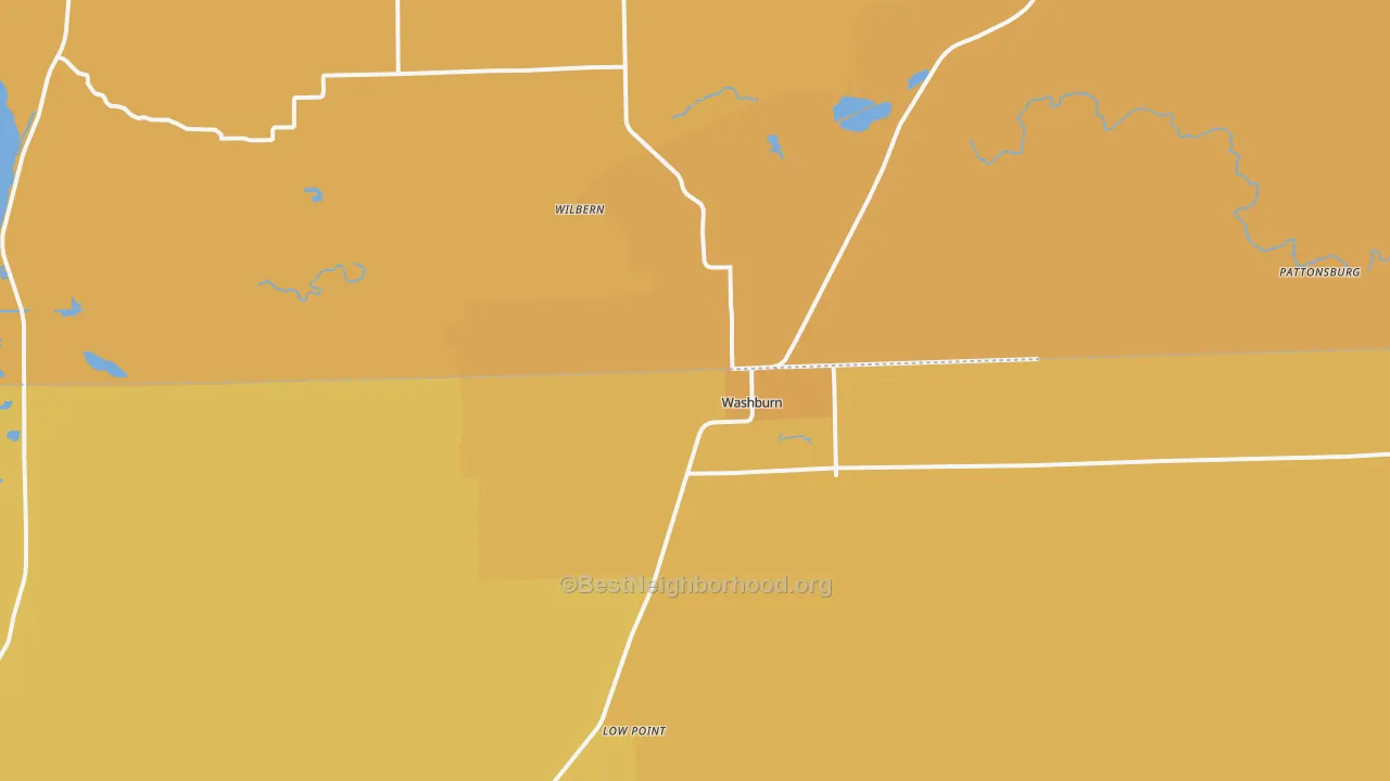 Map of the best neighborhoods in the Washburn area, with better matches in green and worse matches in red