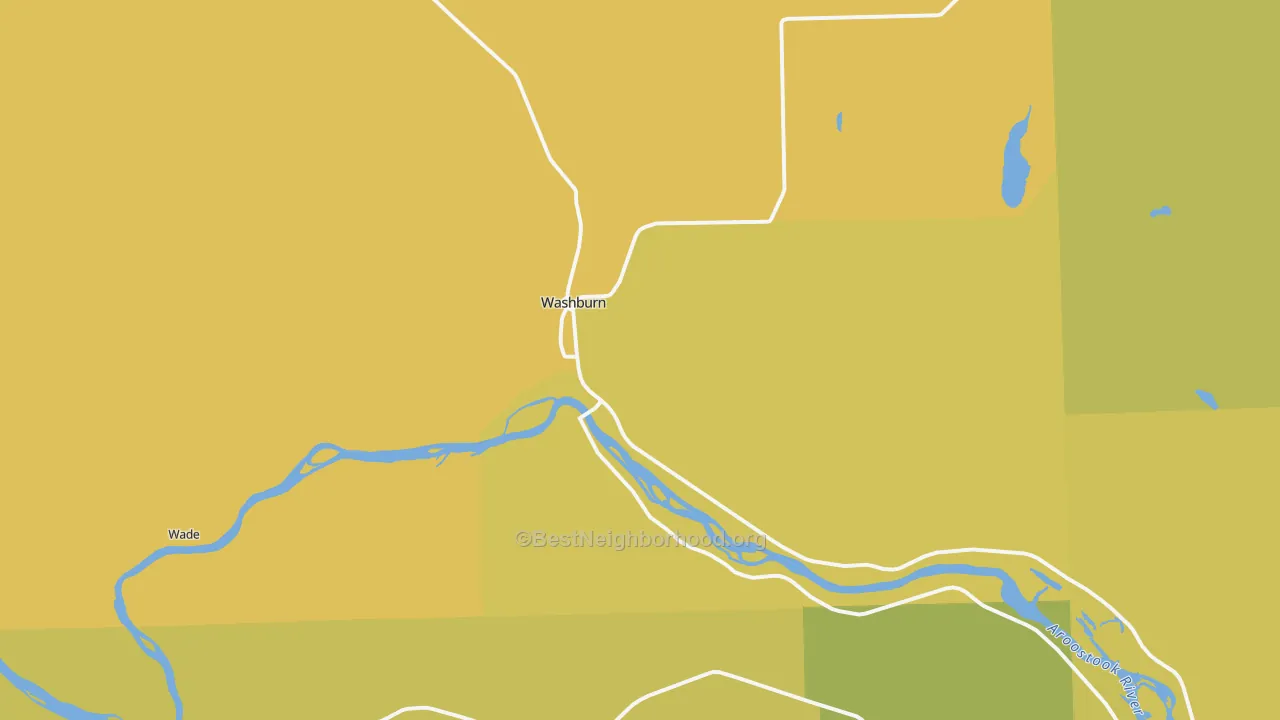 Map of the best neighborhoods in the Washburn area, with better matches in green and worse matches in red