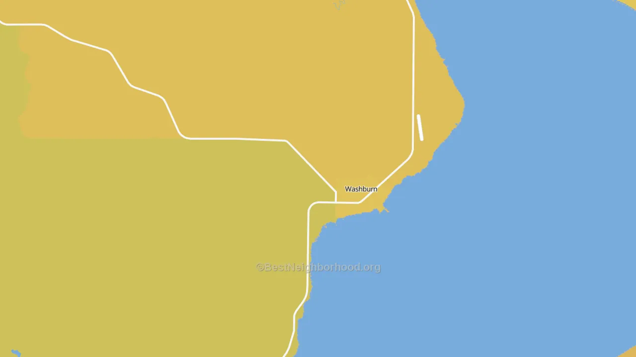 Map of the best neighborhoods in the Washburn area, with better matches in green and worse matches in red