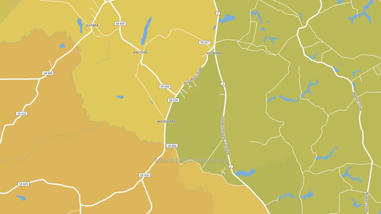 Map of the best neighborhoods in the Washington Corner area, with better matches in green and worse matches in red