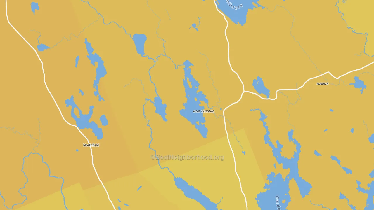 Map of the best neighborhoods in the Washington County area, with better matches in green and worse matches in red