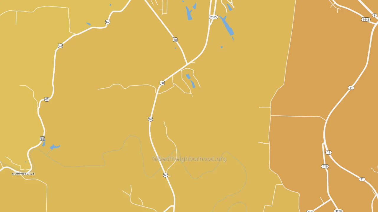 Map of the best neighborhoods in the Washington area, with better matches in green and worse matches in red