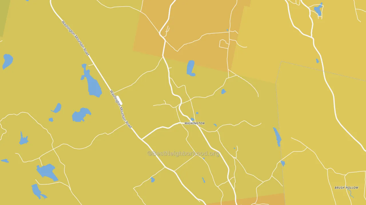 Map of the best neighborhoods in the Washington area, with better matches in green and worse matches in red