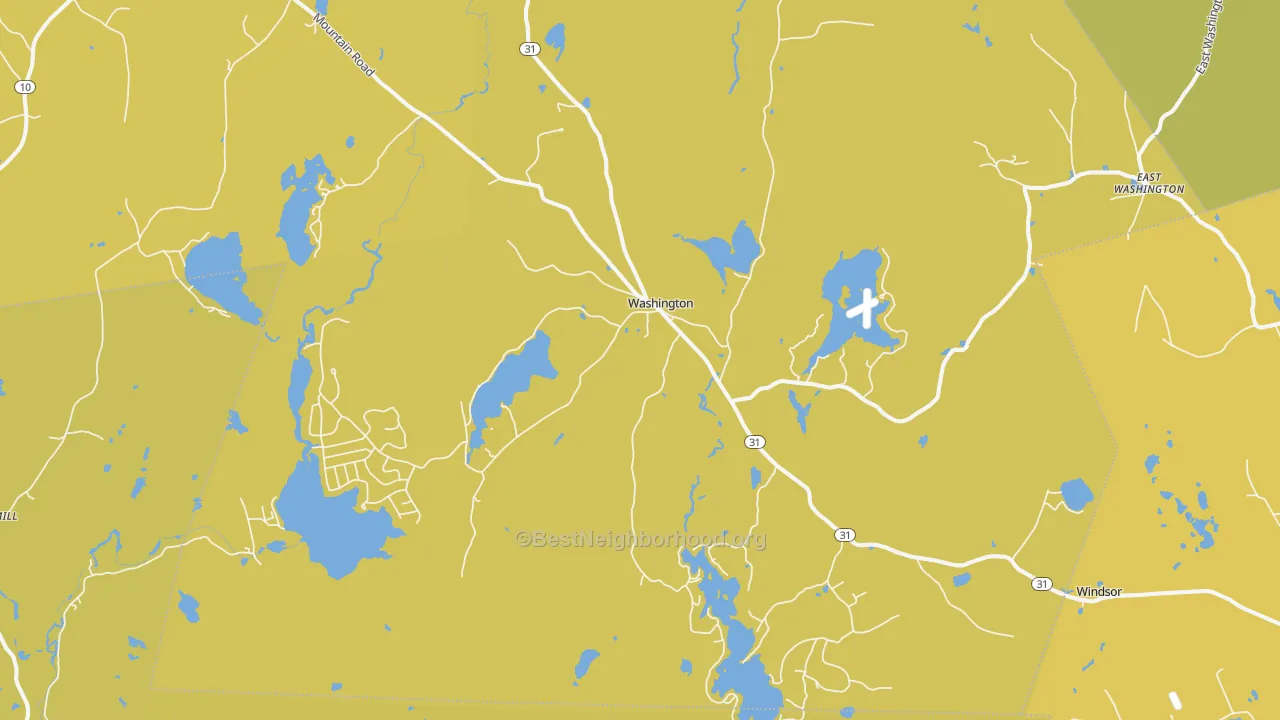 Map of the best neighborhoods in the Washington area, with better matches in green and worse matches in red