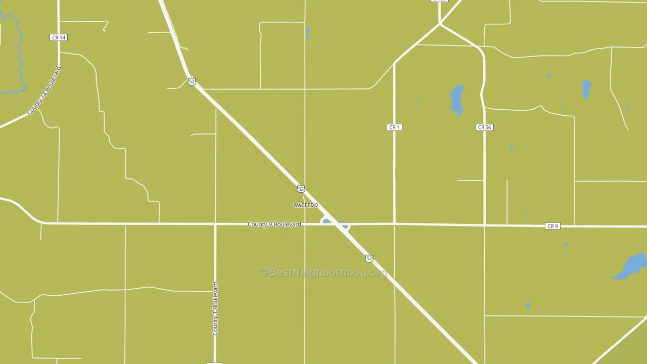 Map of the best neighborhoods in the Wastedo area, with better matches in green and worse matches in red