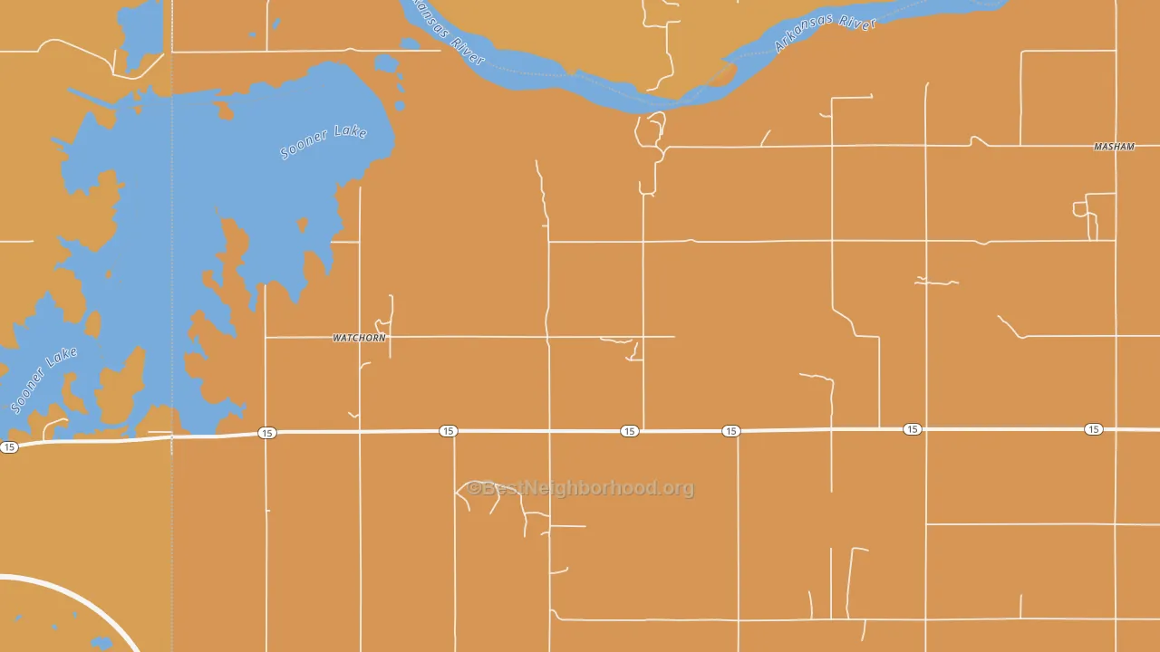 Map of the best neighborhoods in the Watchorn area, with better matches in green and worse matches in red