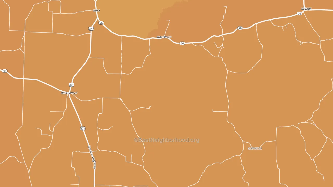 Map of the best neighborhoods in the Waterloo area, with better matches in green and worse matches in red