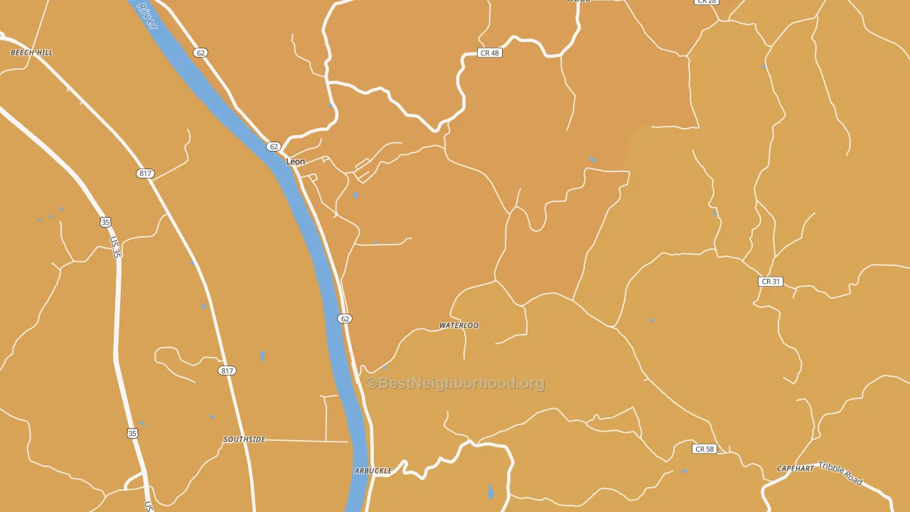 Map of the best neighborhoods in the Waterloo area, with better matches in green and worse matches in red