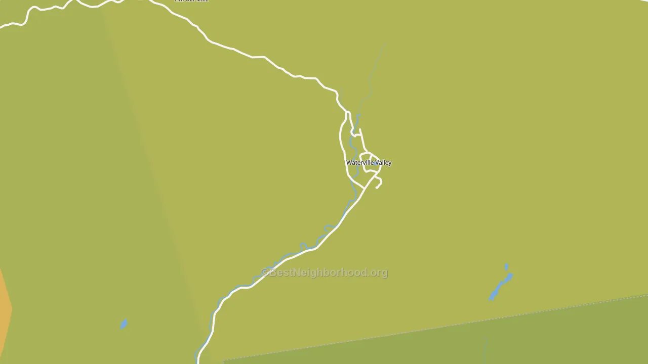 Map of the best neighborhoods in the Waterville Valley area, with better matches in green and worse matches in red