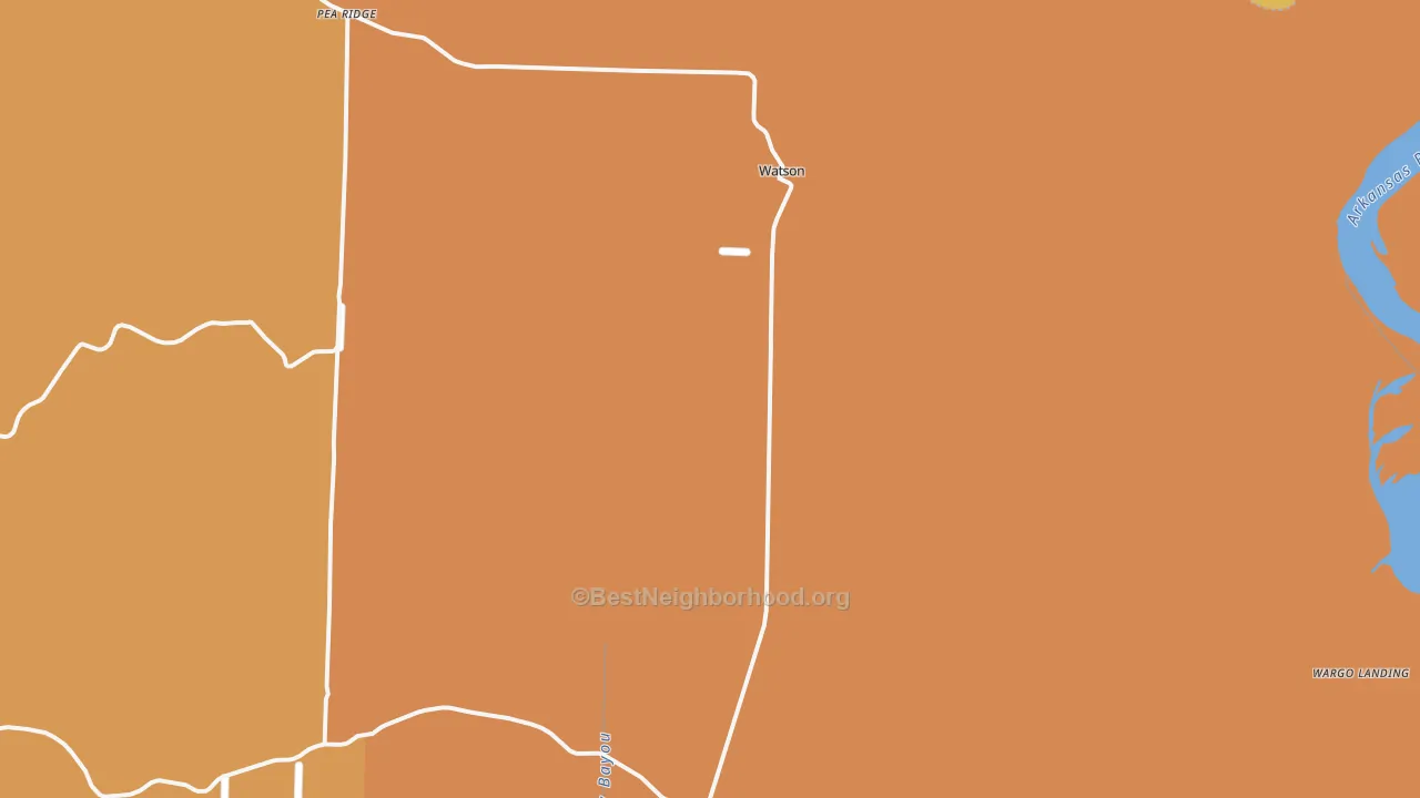 Map of the best neighborhoods in the Watson area, with better matches in green and worse matches in red