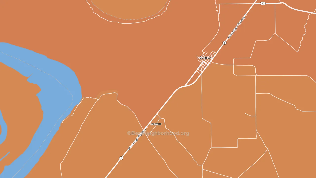 Map of the best neighborhoods in the Waxhaw area, with better matches in green and worse matches in red