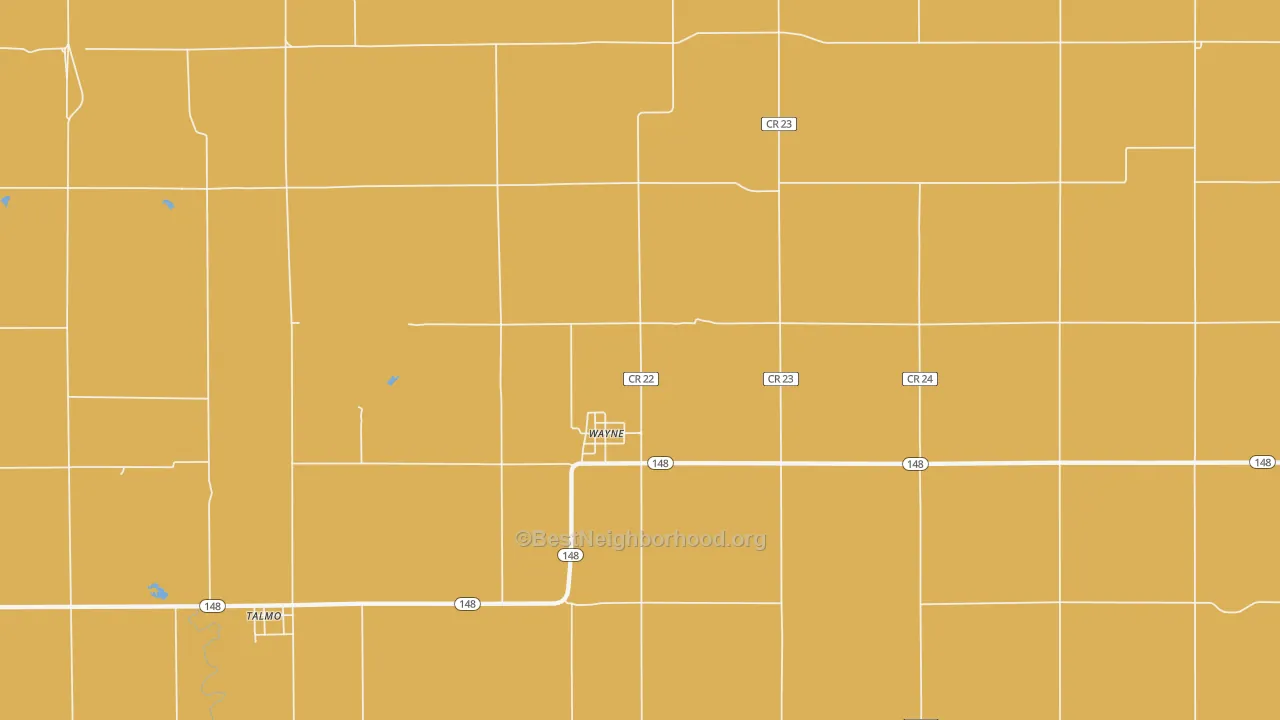 Map of the best neighborhoods in the Wayne area, with better matches in green and worse matches in red