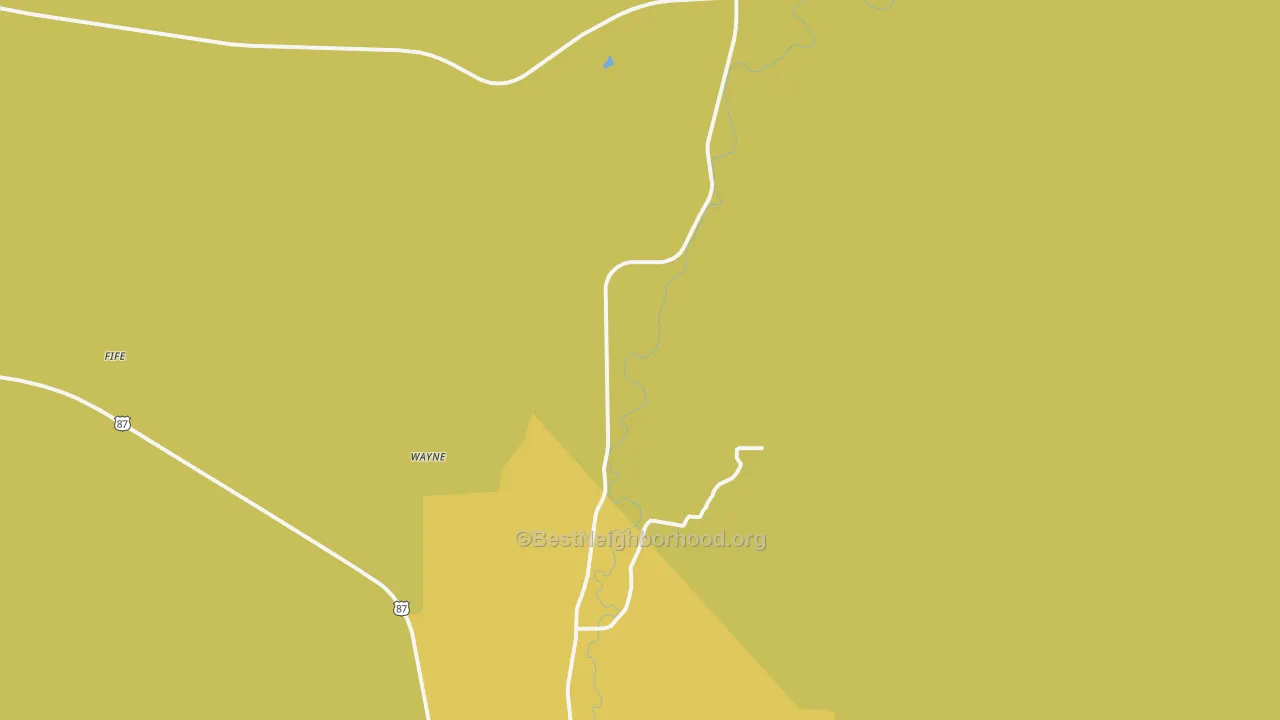 Map of the best neighborhoods in the Wayne area, with better matches in green and worse matches in red