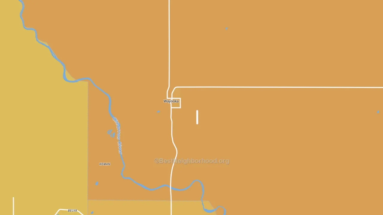 Map of the best neighborhoods in the Waynoka area, with better matches in green and worse matches in red