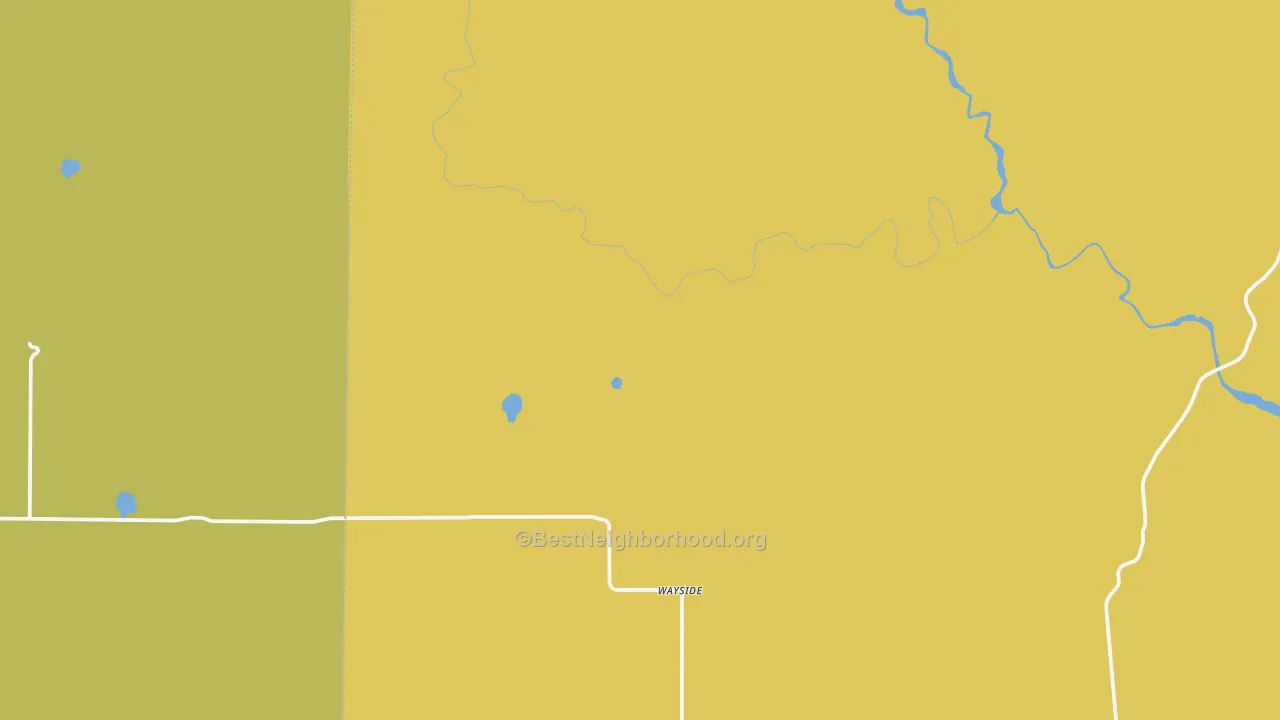 Map of the best neighborhoods in the Wayside area, with better matches in green and worse matches in red