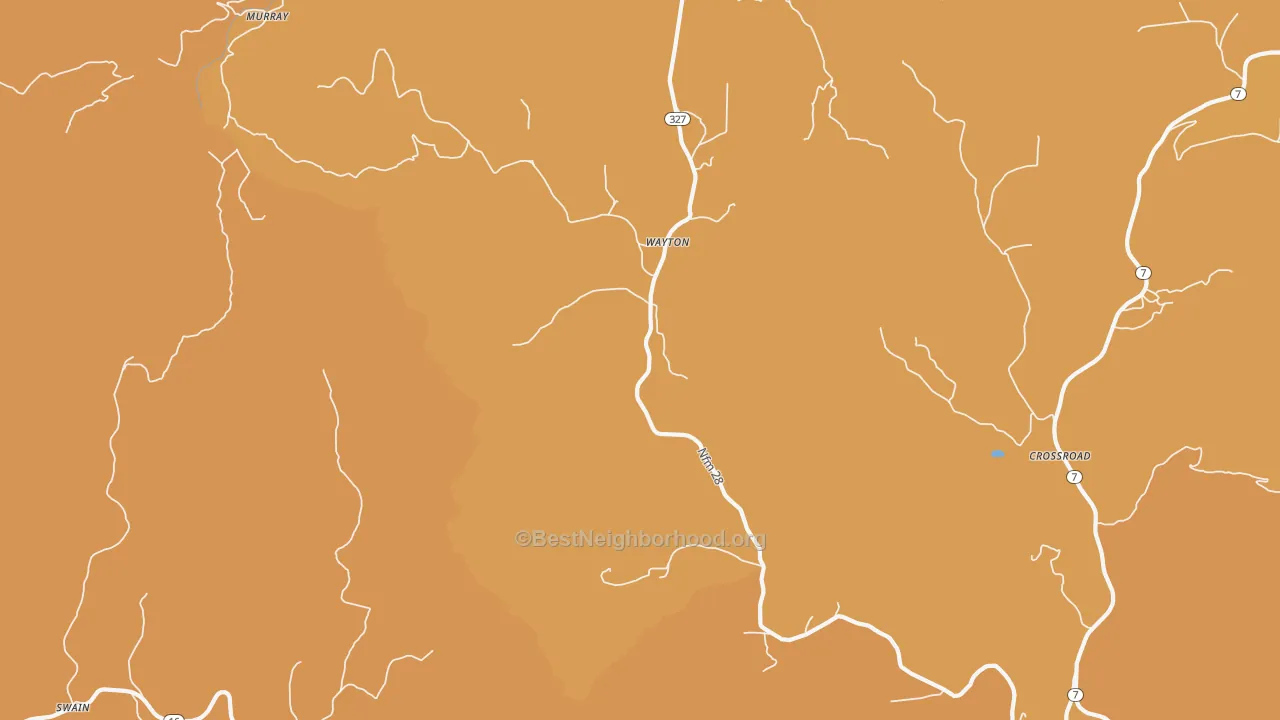 Map of the best neighborhoods in the Wayton area, with better matches in green and worse matches in red