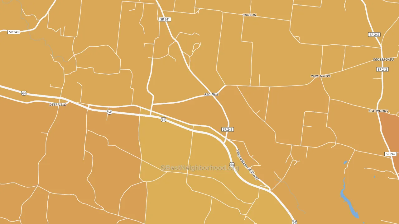 Map of the best neighborhoods in the Weakly area, with better matches in green and worse matches in red