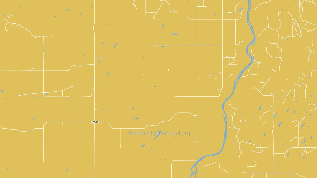 Map of the best neighborhoods in the Webb area, with better matches in green and worse matches in red