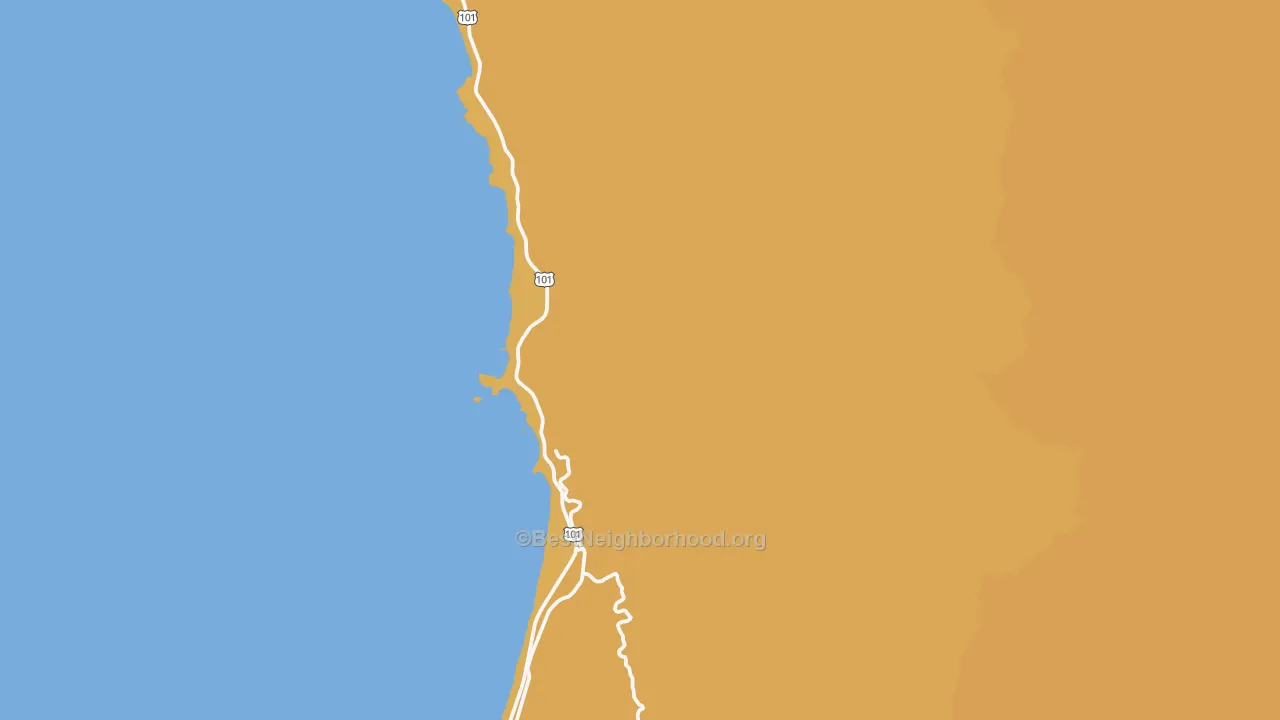 Map of the best neighborhoods in the Wedderburn area, with better matches in green and worse matches in red