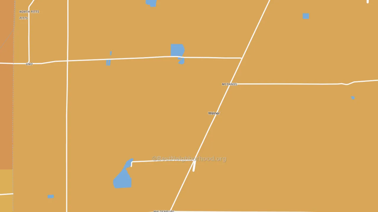 Map of the best neighborhoods in the Weiner area, with better matches in green and worse matches in red