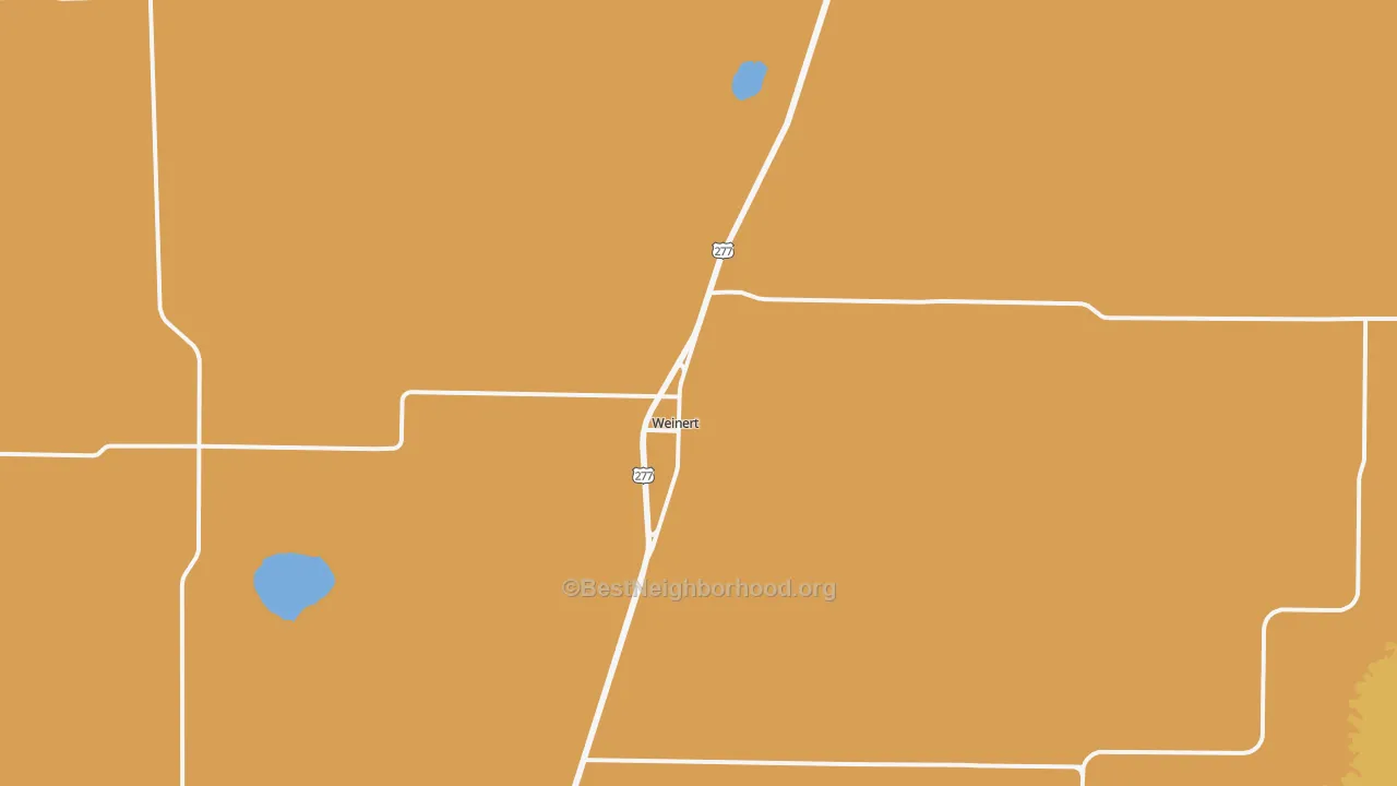 Map of the best neighborhoods in the Weinert area, with better matches in green and worse matches in red