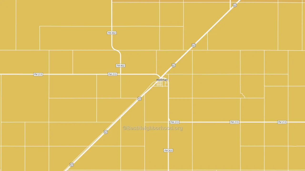 Map of the best neighborhoods in the Wellman area, with better matches in green and worse matches in red