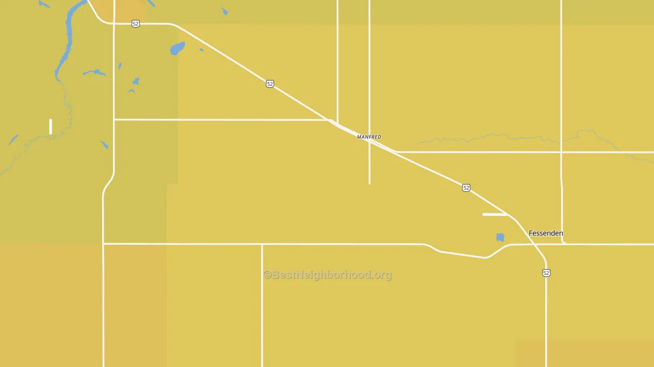 Map of the best neighborhoods in the Wells County area, with better matches in green and worse matches in red