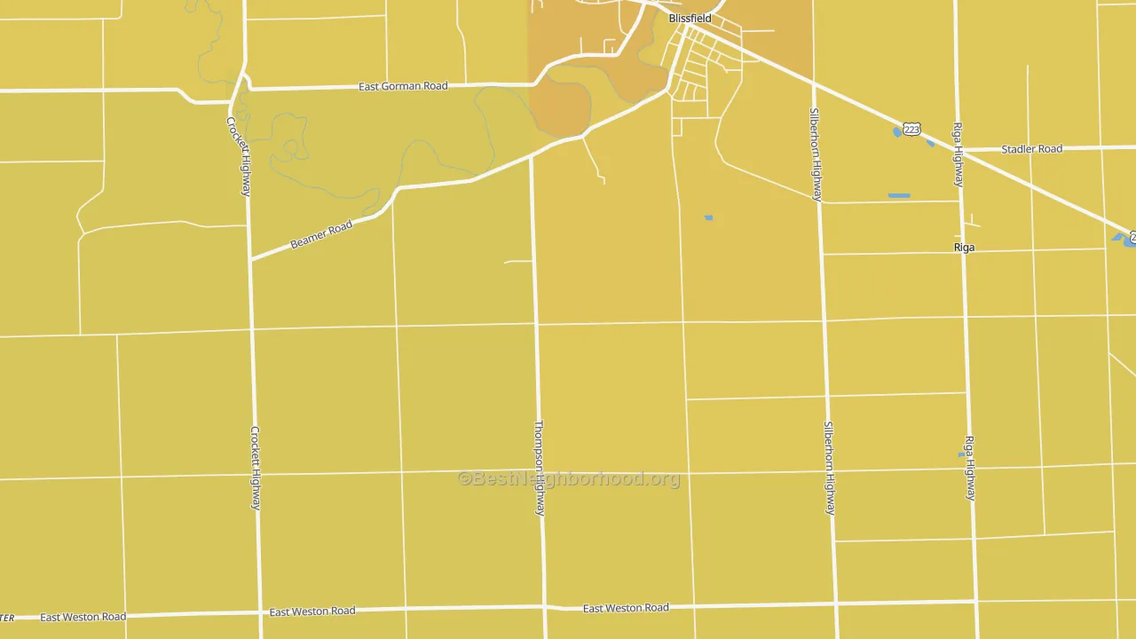 Map of the best neighborhoods in the Wellsville area, with better matches in green and worse matches in red