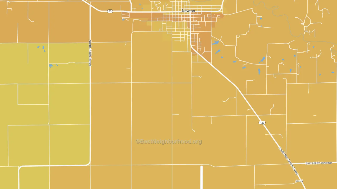 Map of the best neighborhoods in the Wendelin area, with better matches in green and worse matches in red