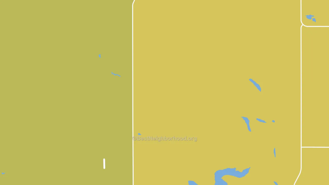 Map of the best neighborhoods in the Werner area, with better matches in green and worse matches in red