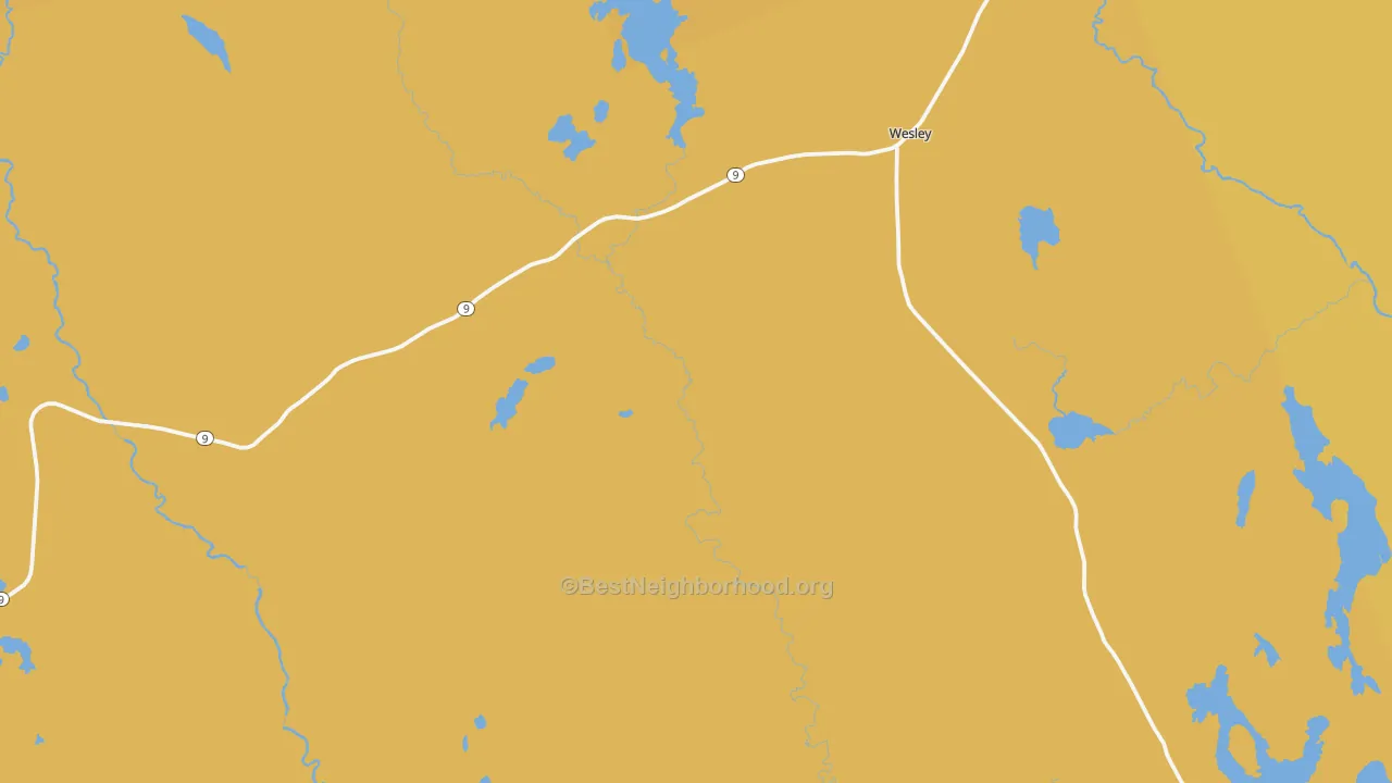 Map of the best neighborhoods in the Wesley area, with better matches in green and worse matches in red
