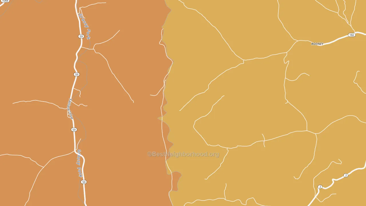 Map of the best neighborhoods in the Wesleyville area, with better matches in green and worse matches in red