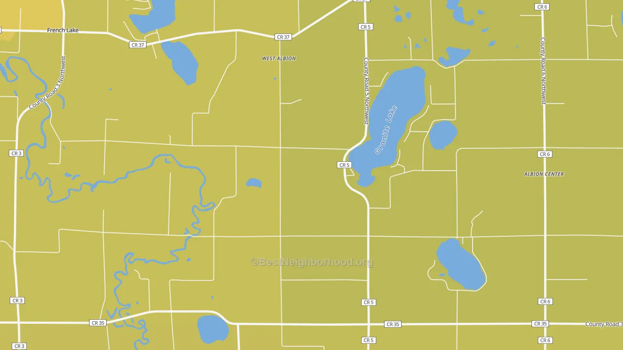 Map of the best neighborhoods in the West Albion area, with better matches in green and worse matches in red